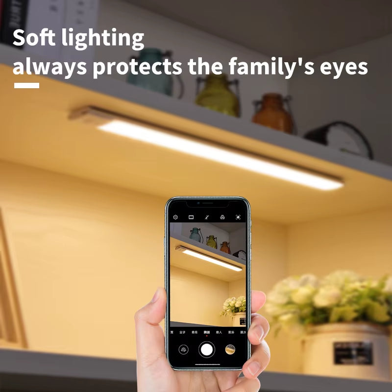 Cabinet Light USB Rechargeable Motion Sensor Led Three Colors in One Lamp for Kitchen Wardrobe Indoor Lighting 10/20/30/40/50Cm