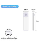 Cabinet Light USB Rechargeable Motion Sensor Led Three Colors in One Lamp for Kitchen Wardrobe Indoor Lighting 10/20/30/40/50Cm