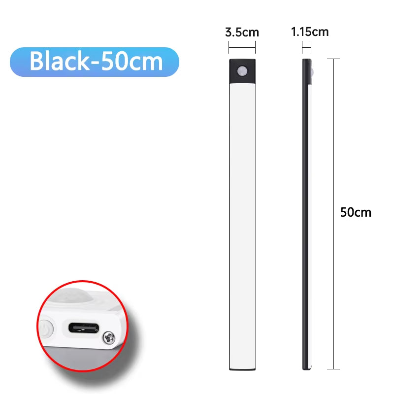 Cabinet Light USB Rechargeable Motion Sensor Led Three Colors in One Lamp for Kitchen Wardrobe Indoor Lighting 10/20/30/40/50Cm