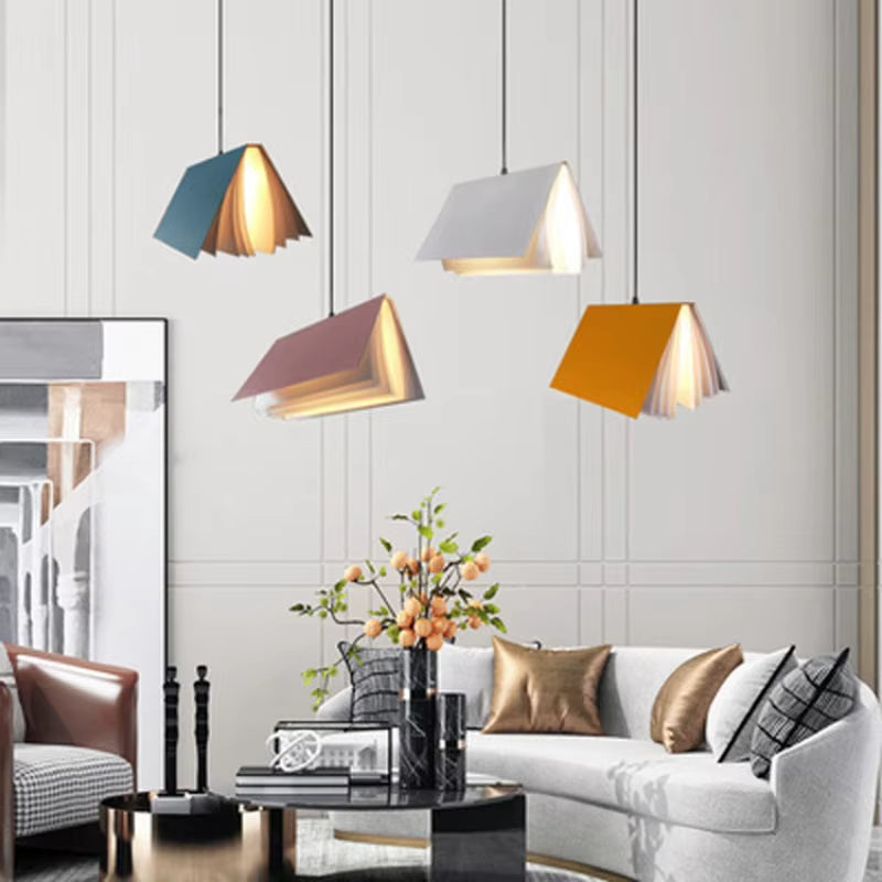 Book Pendant Lamp Led Nordic Design Lamp Replica Living Room Bedroom Home Indoor Reading Lighting Decoration Children Room Light