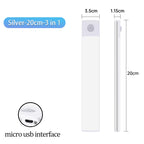 Cabinet Light USB Rechargeable Motion Sensor Led Three Colors in One Lamp for Kitchen Wardrobe Indoor Lighting 10/20/30/40/50Cm