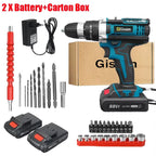 Wiredless Impact Drill Screwdriver Rechargeable Battery Cordless Hammer Drill 25+3Torque Setting Electric Screwdriver Power Tool