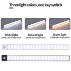 Cabinet Light USB Rechargeable Motion Sensor Led Three Colors in One Lamp for Kitchen Wardrobe Indoor Lighting 10/20/30/40/50Cm